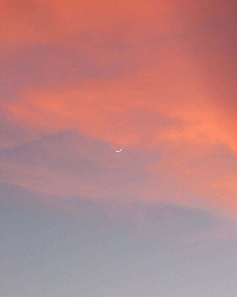 rose gold crescent moon sky, crescent moon, coral and lavender clouds, SD Phone Wallpaper