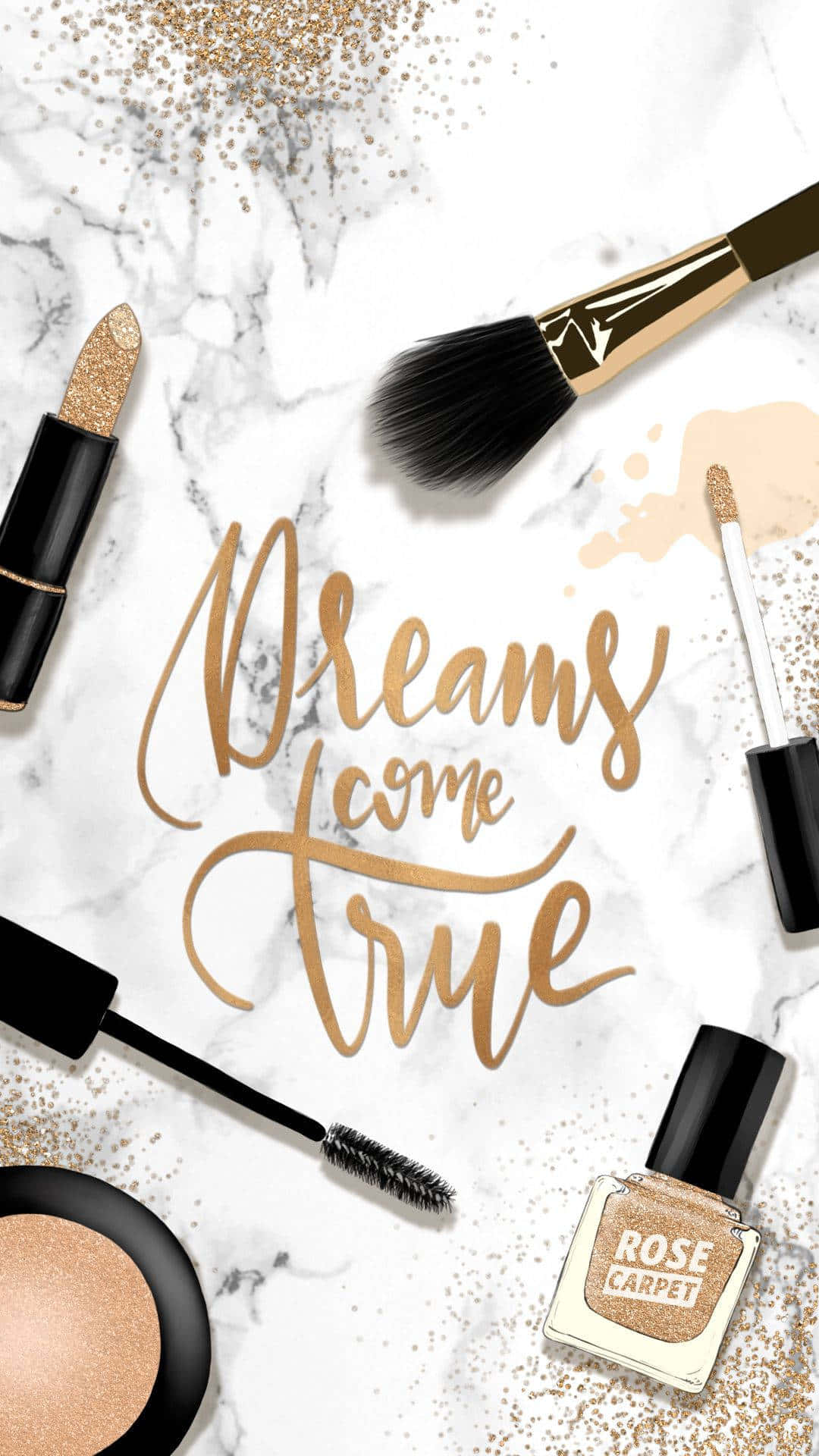 rose gold quotes, golden glitter, marble surface, Full HD Phone Wallpaper