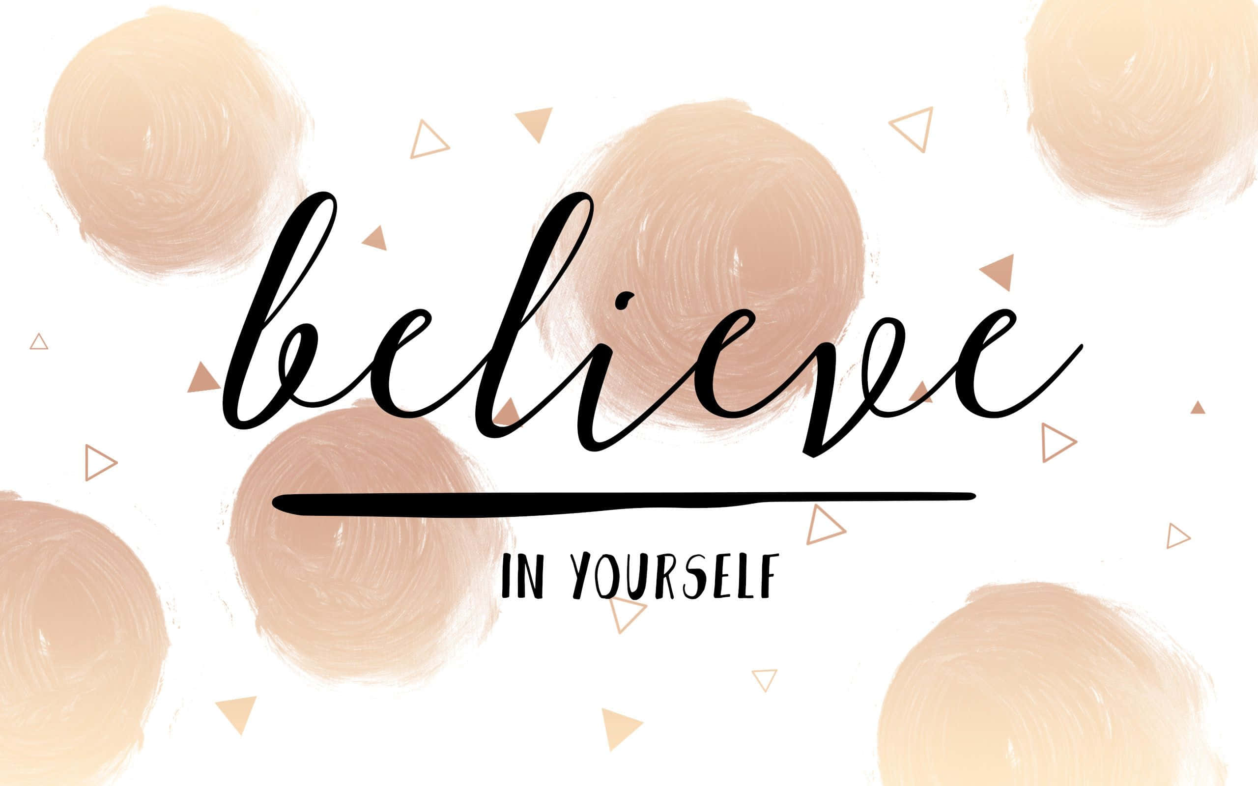 Rose Gold Quotes, black script, peach watercolor circles, 2K Desktop Wallpaper