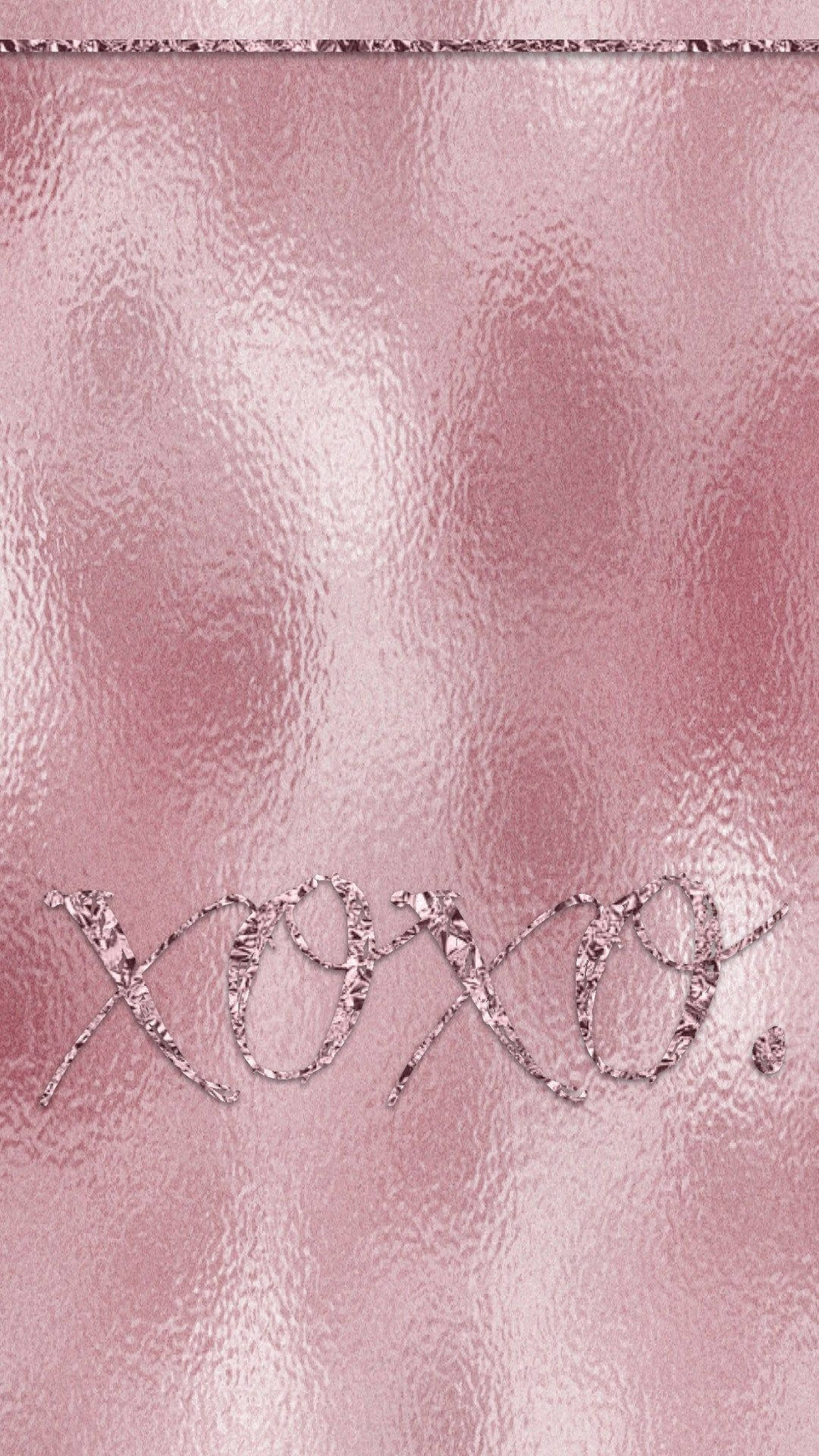 rose gold aesthetic, xoxo script, shimmering rose gold textured surface, 4K Phone Wallpaper