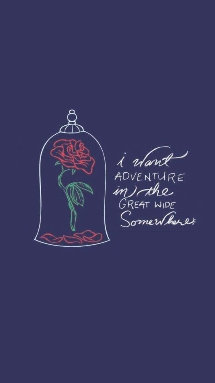 Adventure Rose Quote, glowing rose, glass dome, HD Phone Wallpaper