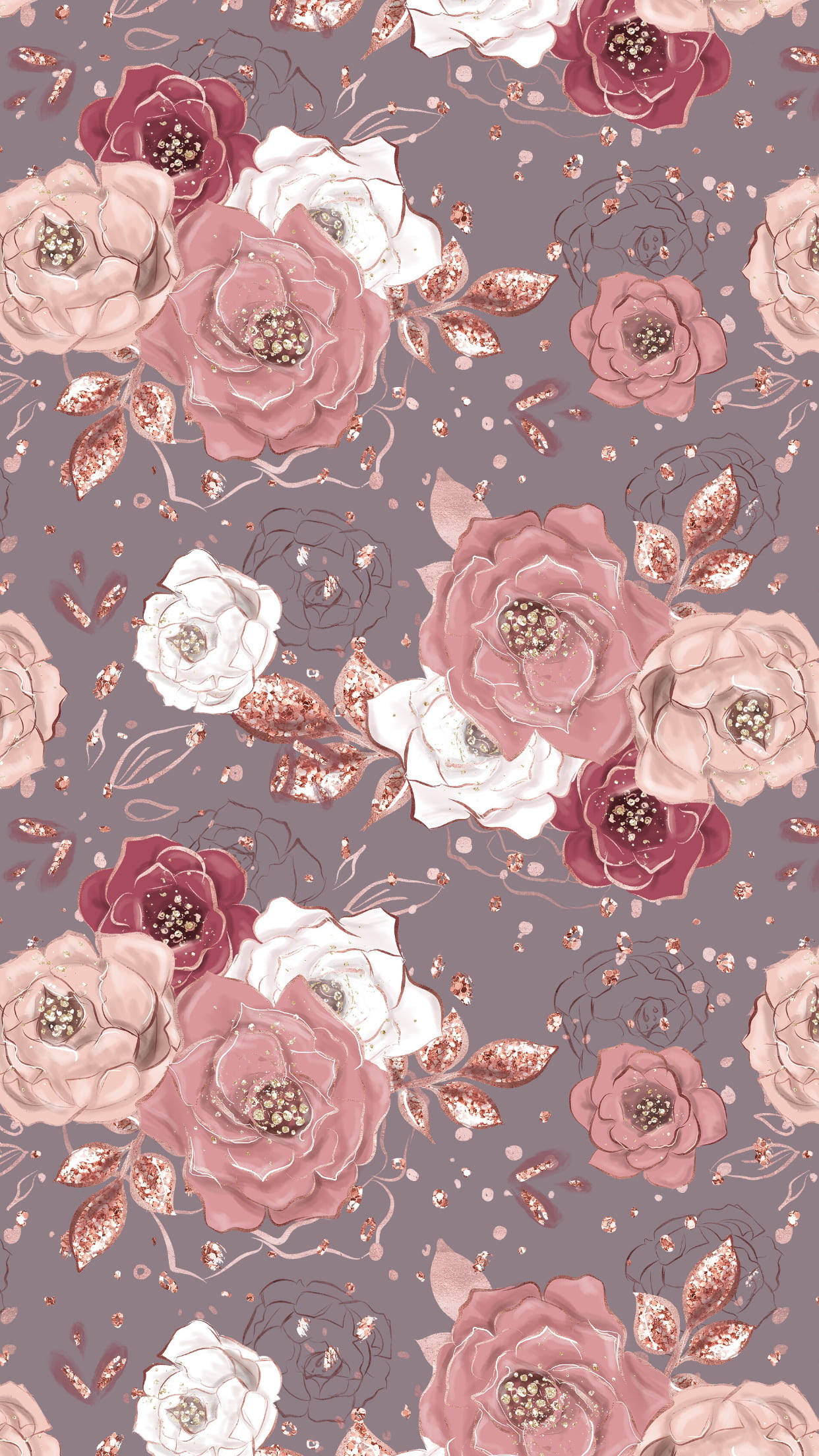 Rose Gold Tumblr, soft pink and white roses, rose gold glitter, Full HD Phone Wallpaper