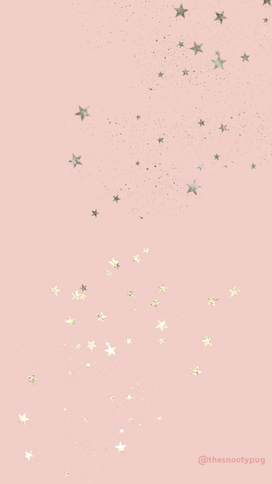 Stars Rose Gold Tumblr, soft pink background, silver glittery stars, Full HD Phone Wallpaper