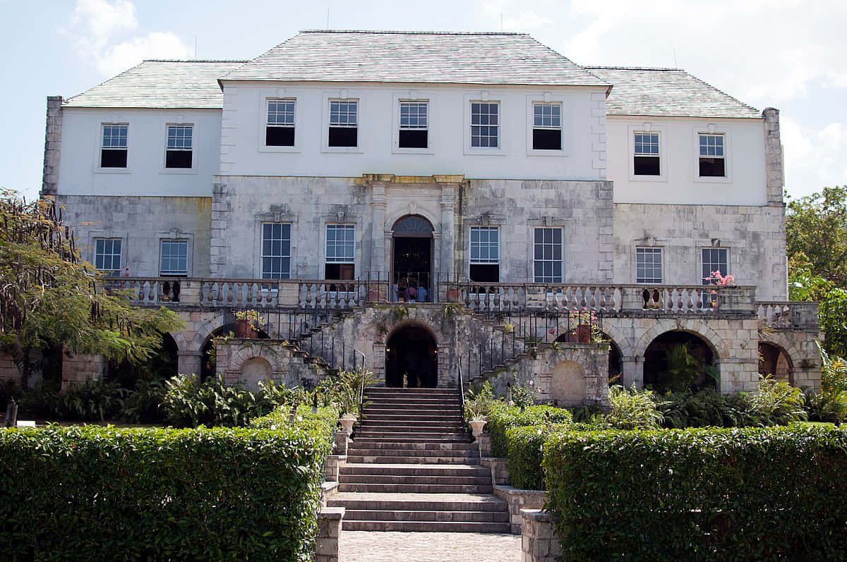 Rose Hall Great House, colonial mansion, stone stairs, SD Desktop Wallpaper
