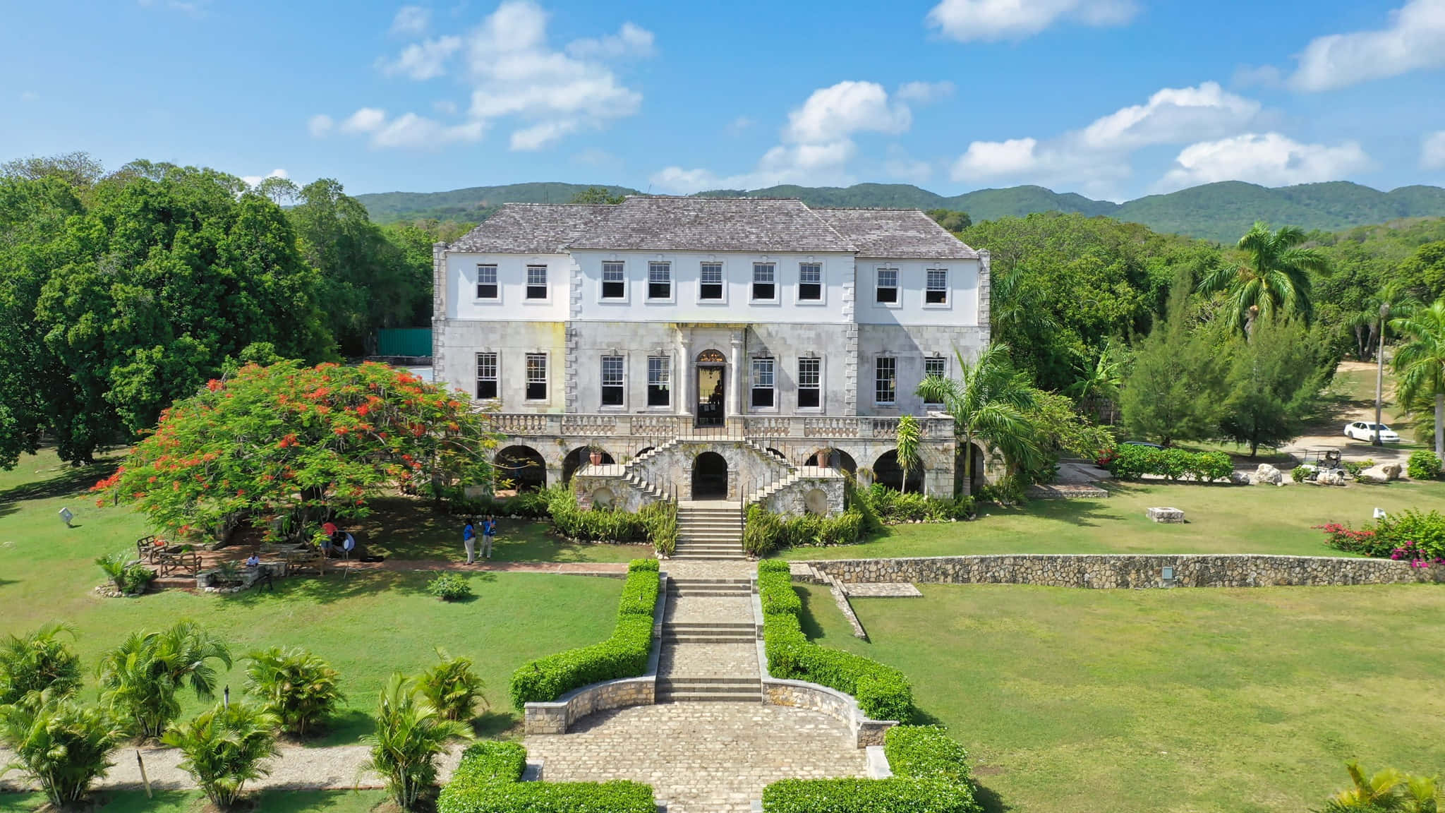 Rose Hall Great House, colonial mansion, stone steps, Full HD Desktop Wallpaper