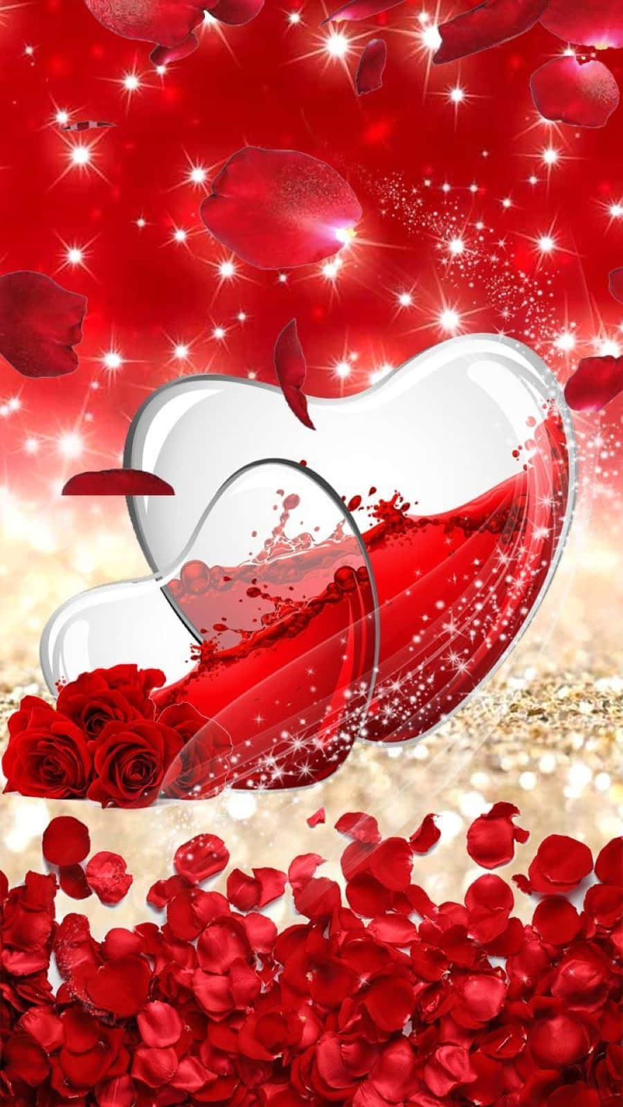 Rose Heart, glowing heart-shaped glass vessel, vibrant red liquid, HD Phone Wallpaper