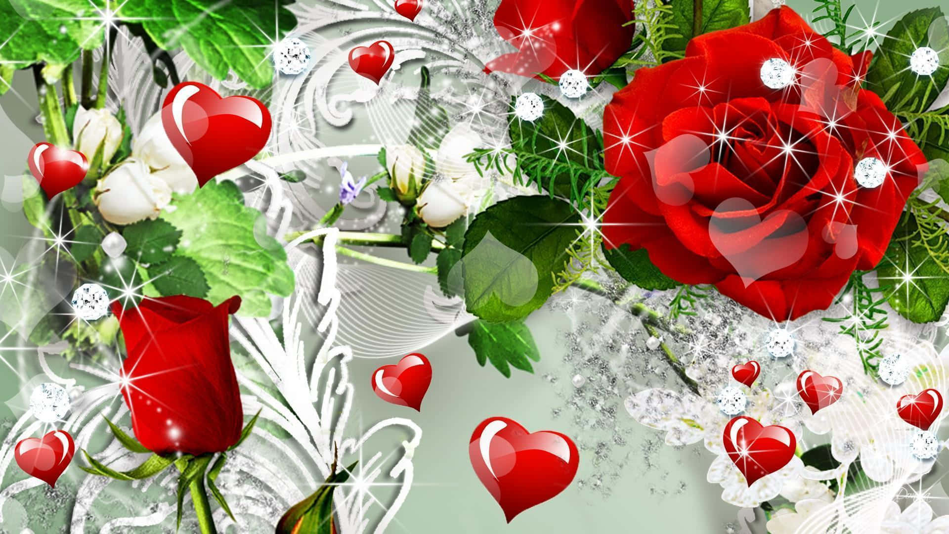 Rose Heart, vibrant red roses, hearts, Full HD Desktop Wallpaper