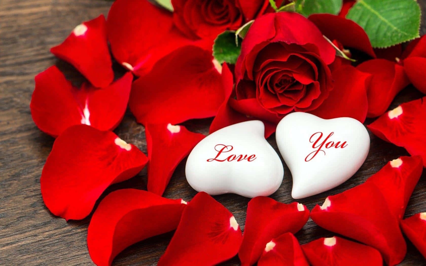 rose heart, vintage parchment background, white heart-shaped stones, HD Desktop Wallpaper