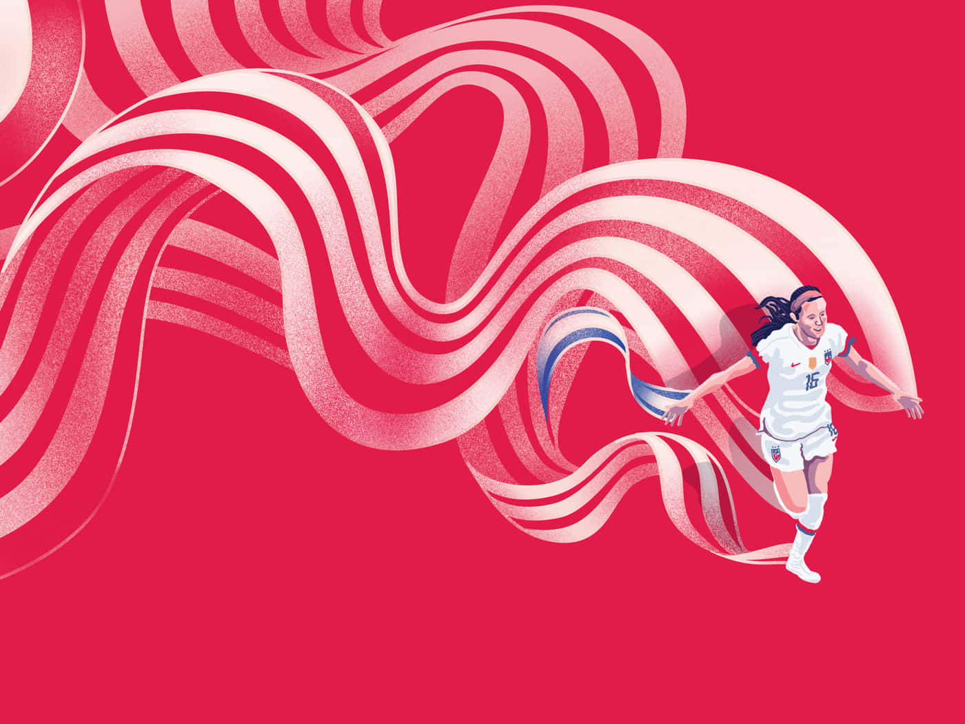 Rose Lavelle, soccer player, red and white abstract ribbons, HD Desktop Wallpaper