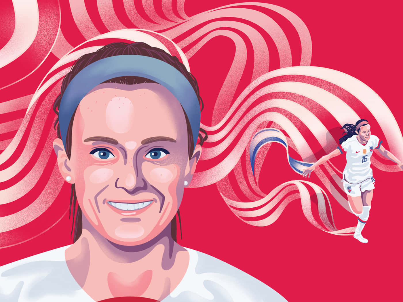 Rose Lavelle, soccer player, red and white ribbons, HD Desktop Wallpaper