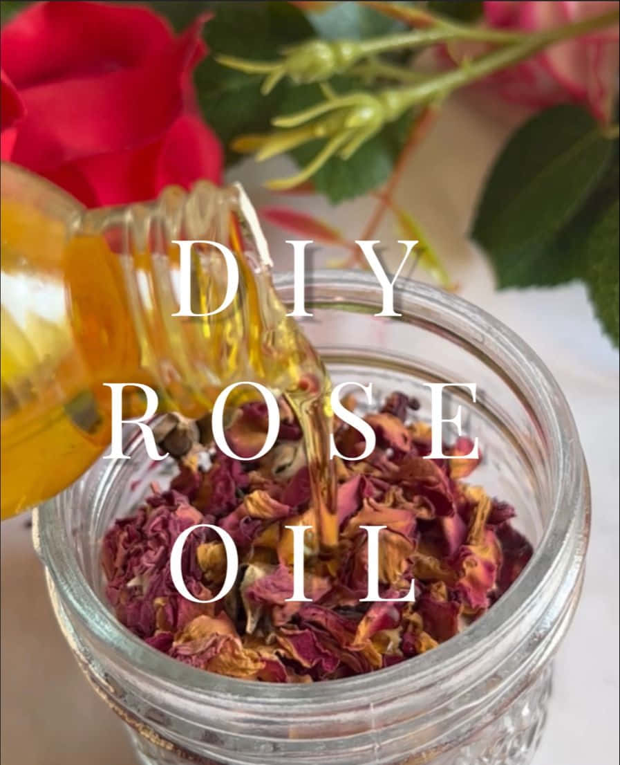 Rose Oil, glass jar, fresh red roses, SD Phone Wallpaper