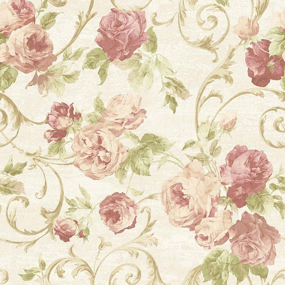 Rose Pattern, soft pink roses, green leaves, SD Desktop Wallpaper