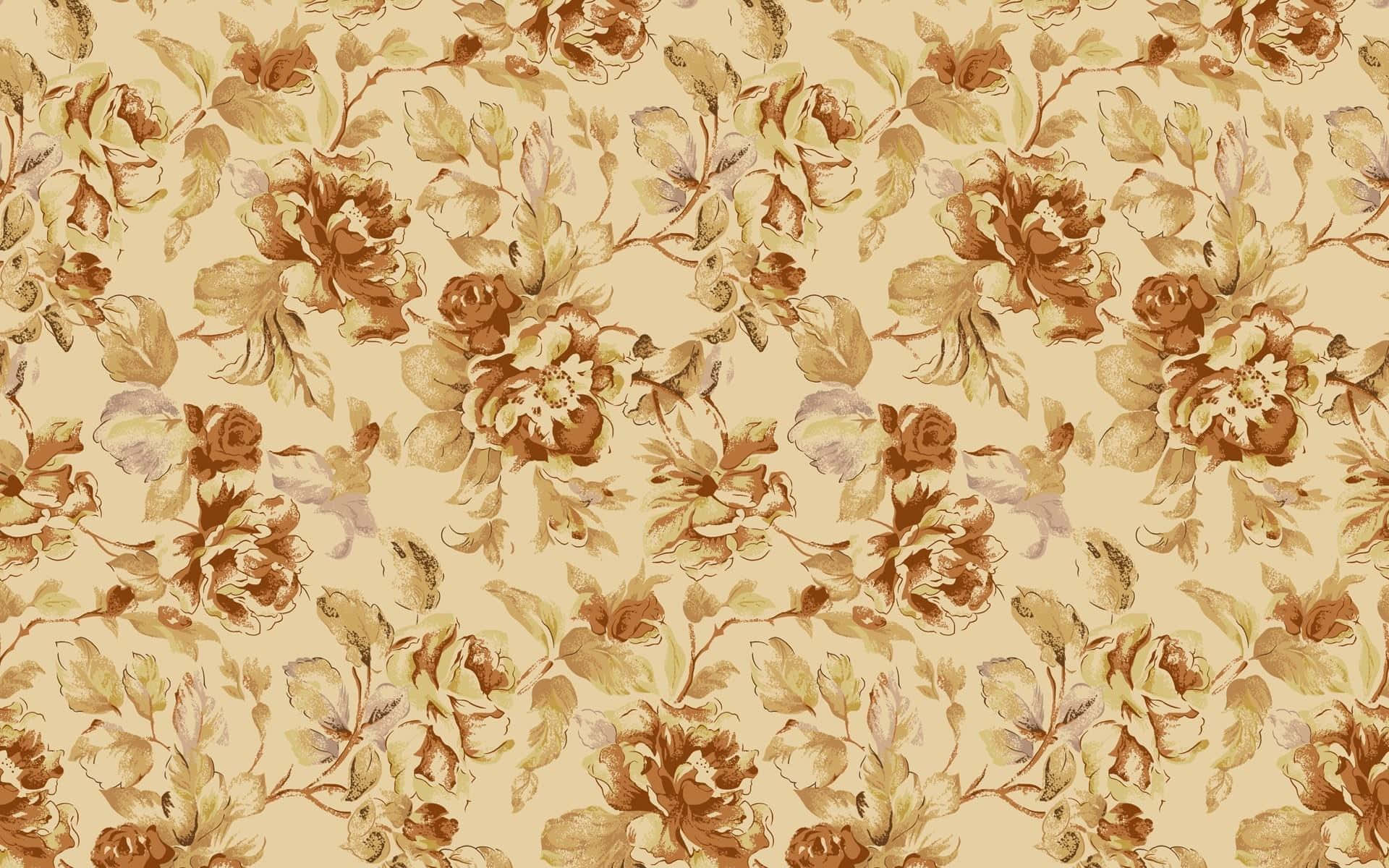 Rose Pattern, vintage floral wallpaper, brown and beige roses, Full HD Desktop Wallpaper