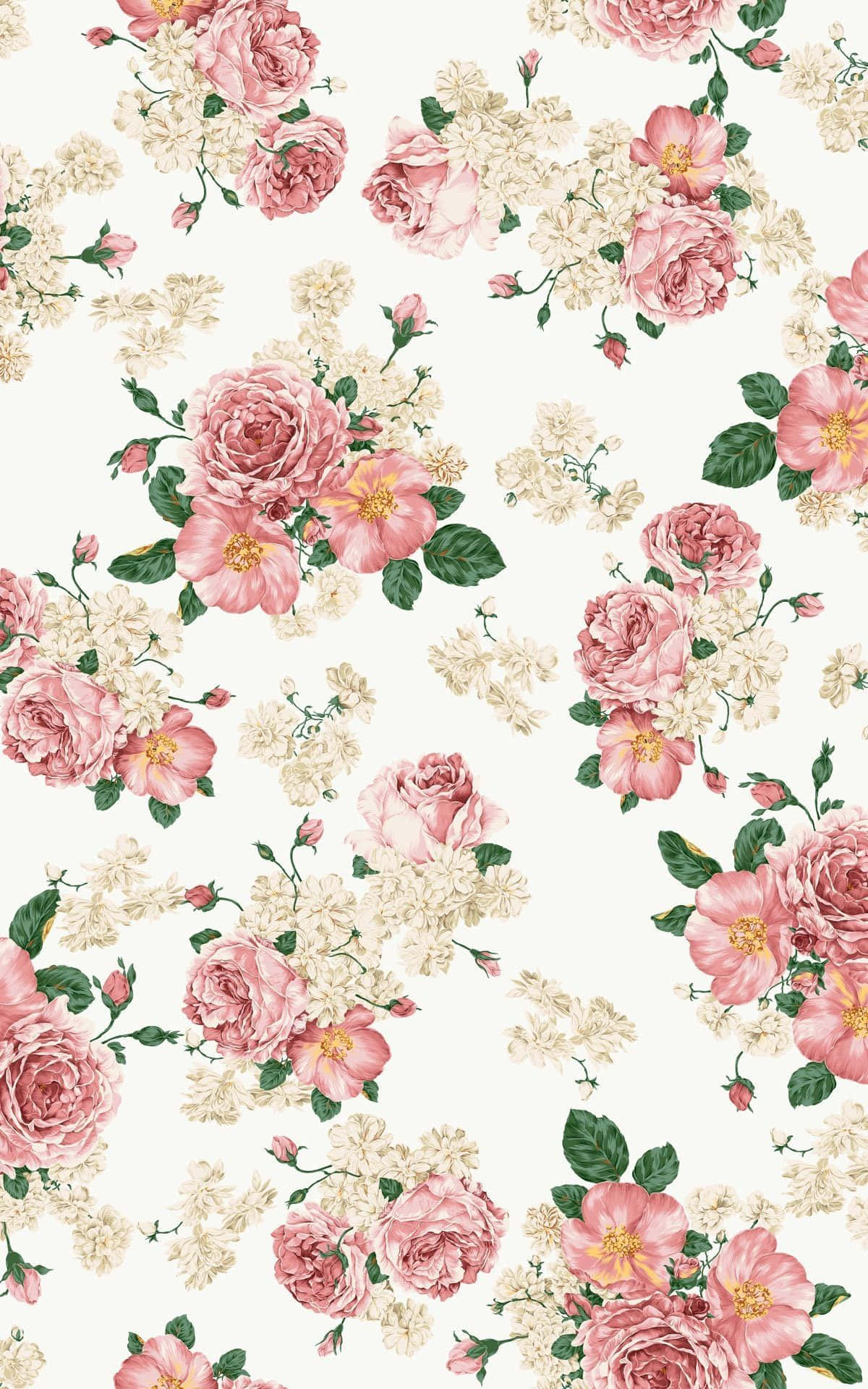 Rose Pattern, soft pink roses, creamy white blossoms, Full HD Phone Wallpaper