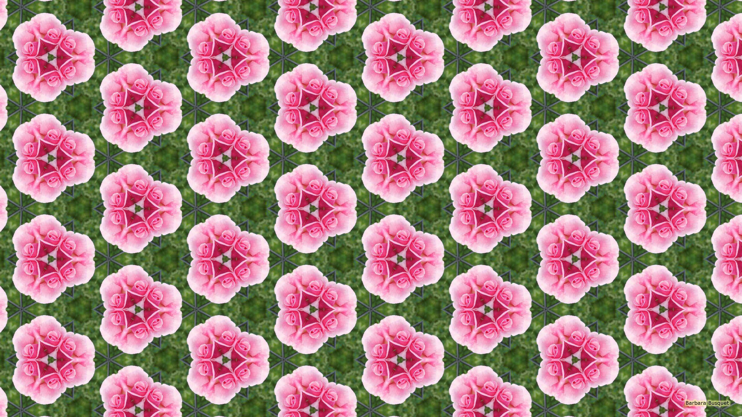 rose pattern, pink roses, repeating geometric pattern, 2K Desktop Wallpaper
