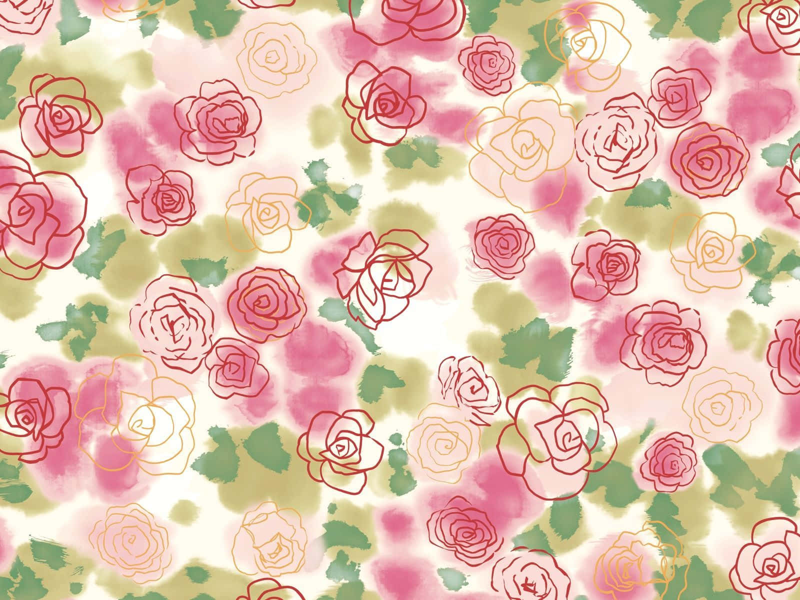 Rose Pattern, watercolor roses, pink, HD Desktop Wallpaper