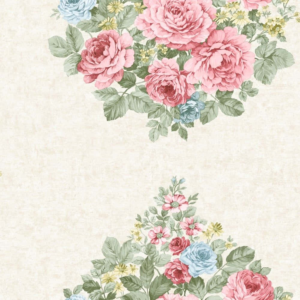 rose pattern, pink roses, blue roses, SD Desktop Wallpaper