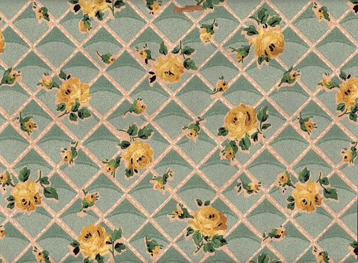 Rose Pattern, yellow roses, green leaves, SD Desktop Wallpaper
