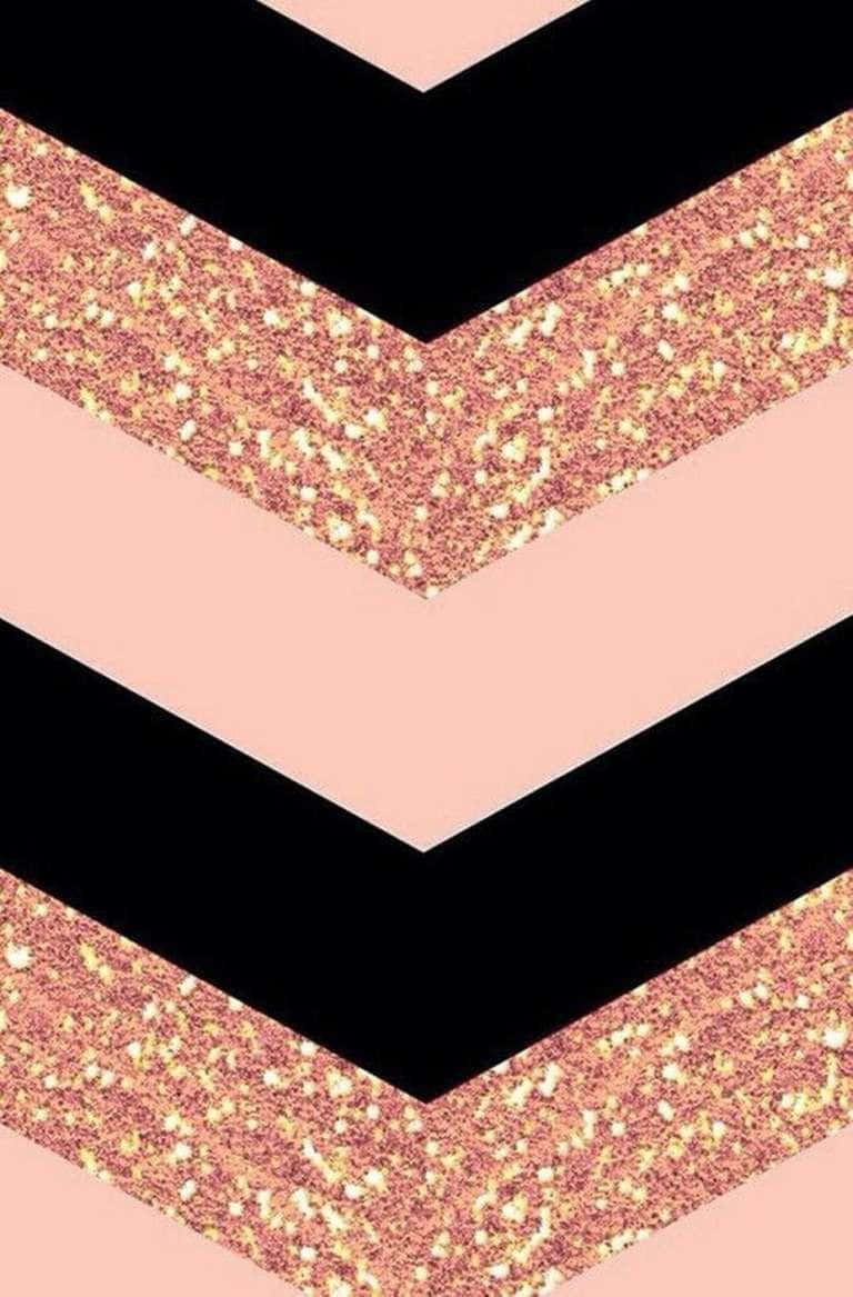 rose gold, chevron pattern, glittery, SD Phone Wallpaper