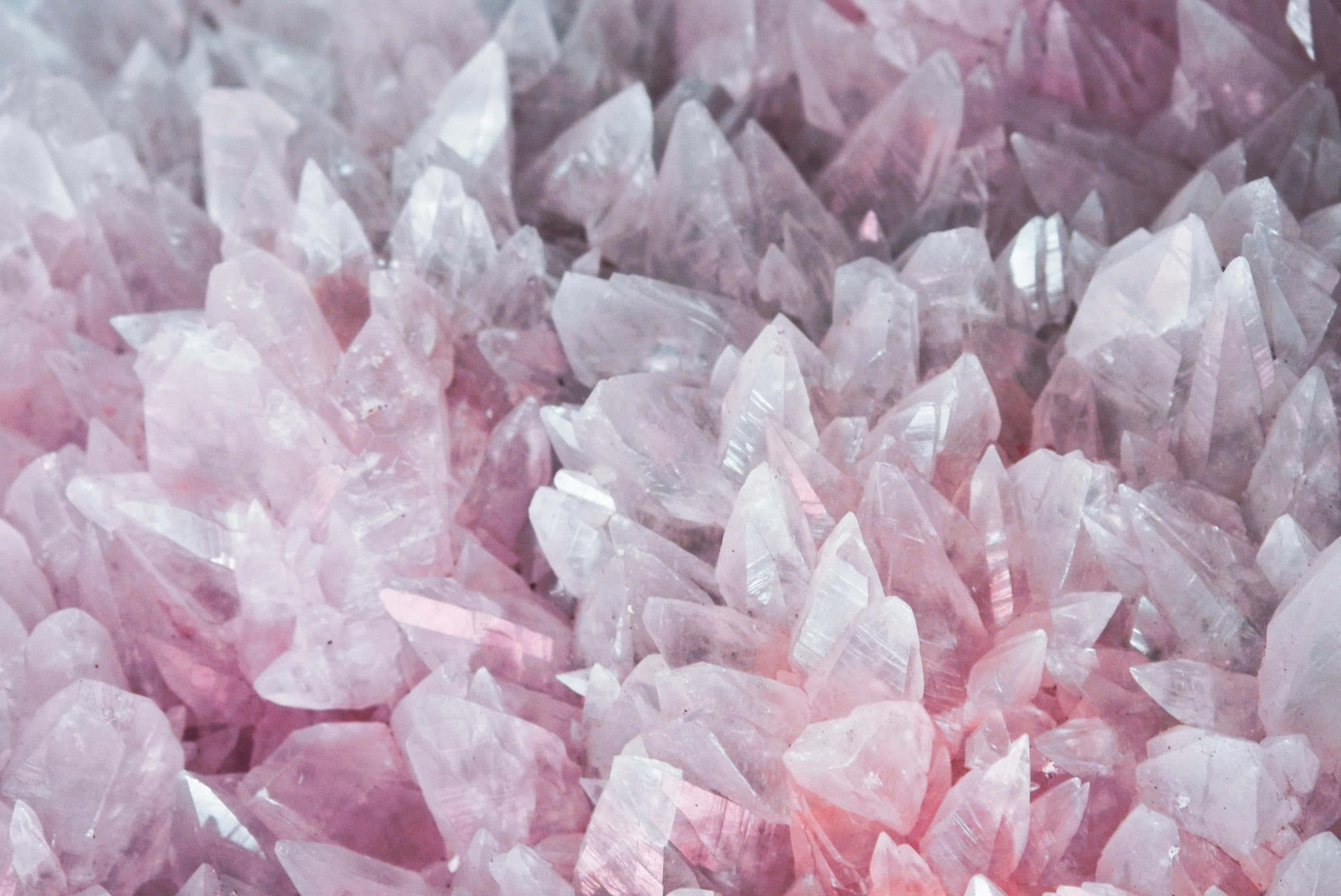 rose quartz, crystal cluster, pink, 2K Desktop Wallpaper