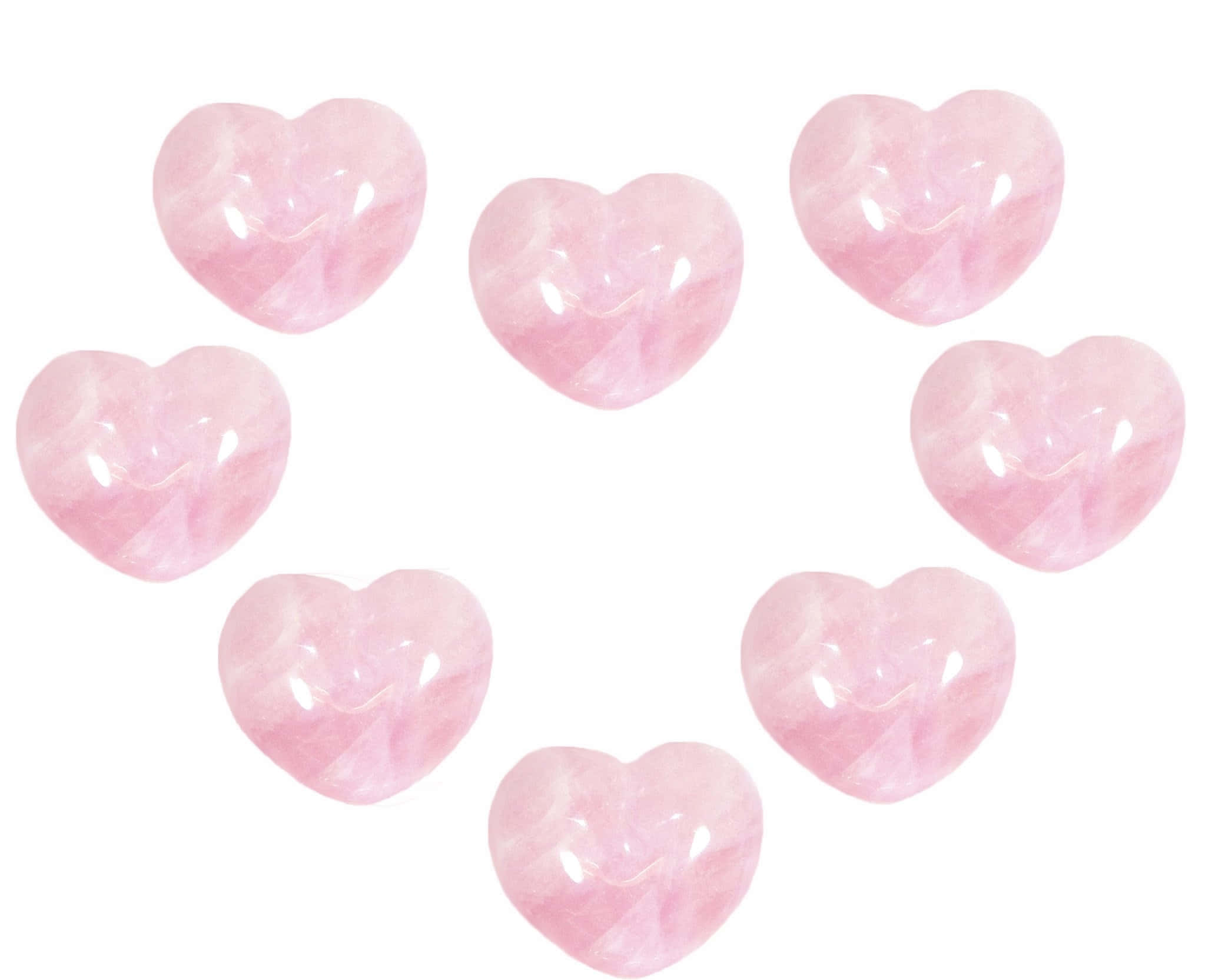 rose quartz, heart shaped stones, polished pink rose quartz hearts, Full HD Desktop Wallpaper