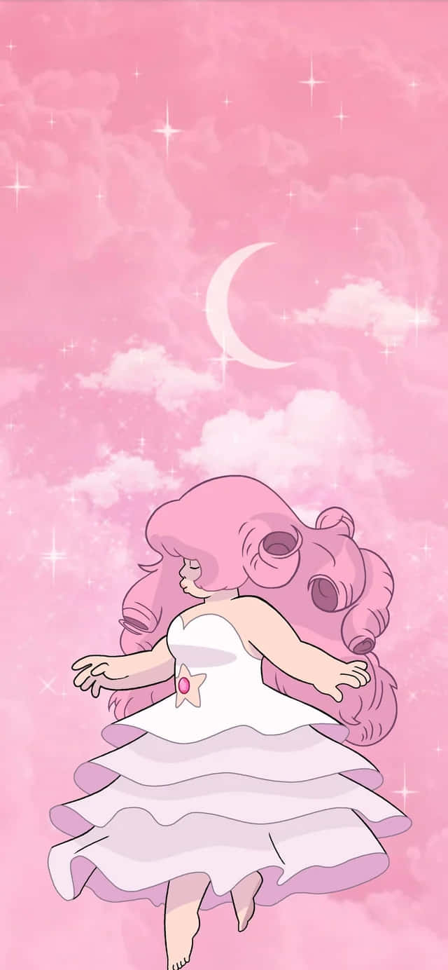 Rose Quartz, pink-haired anime girl, white dress, HD Phone Wallpaper