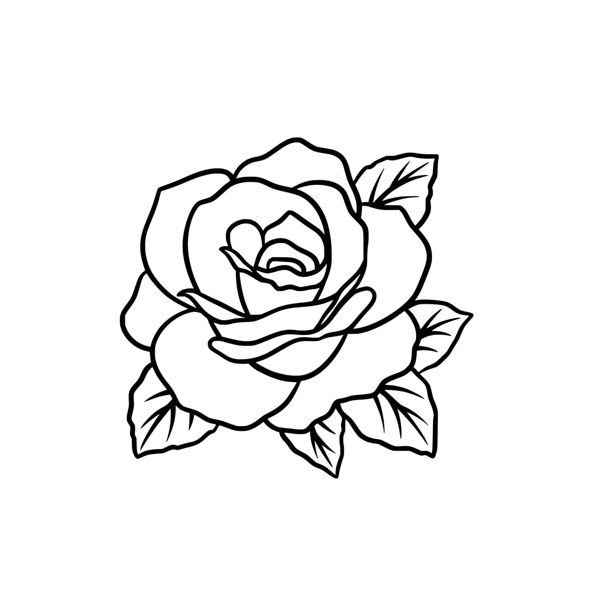 rose symbol, black line drawing, blooming rose, Full HD Desktop Wallpaper