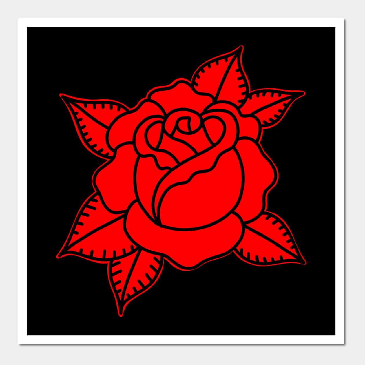 Rose Symbol, red rose, black outline, SD Desktop Wallpaper