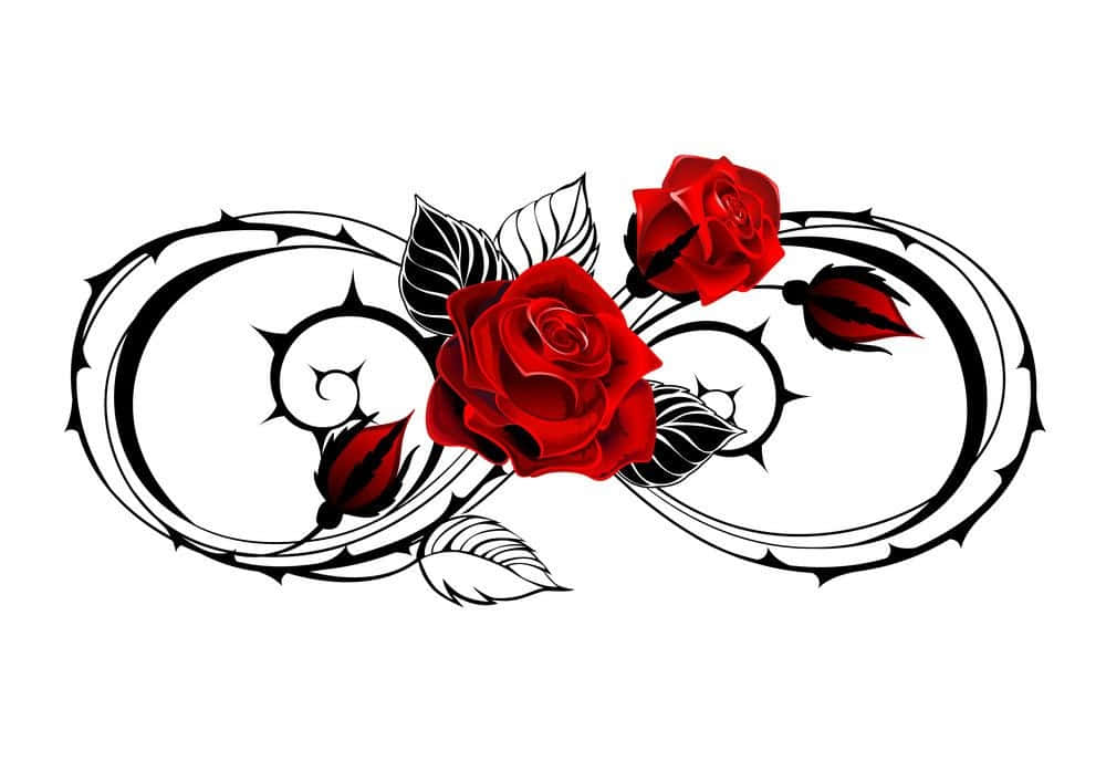 Rose Symbol, infinity symbol, vivid red roses, SD Desktop Wallpaper