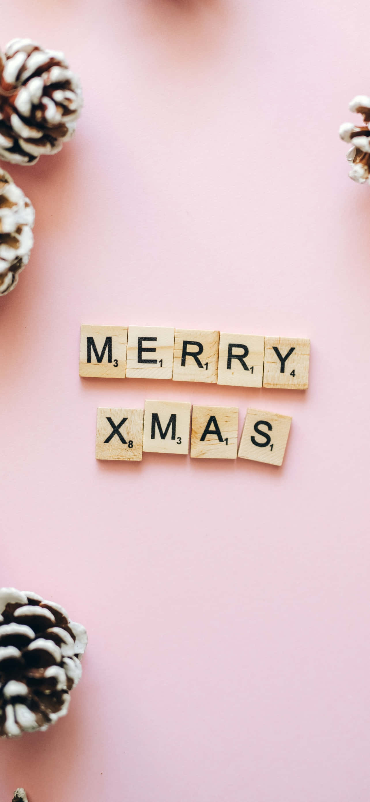 Rose Gold, Merry Christmas, Wooden Scrabble tiles, 2K Phone Wallpaper