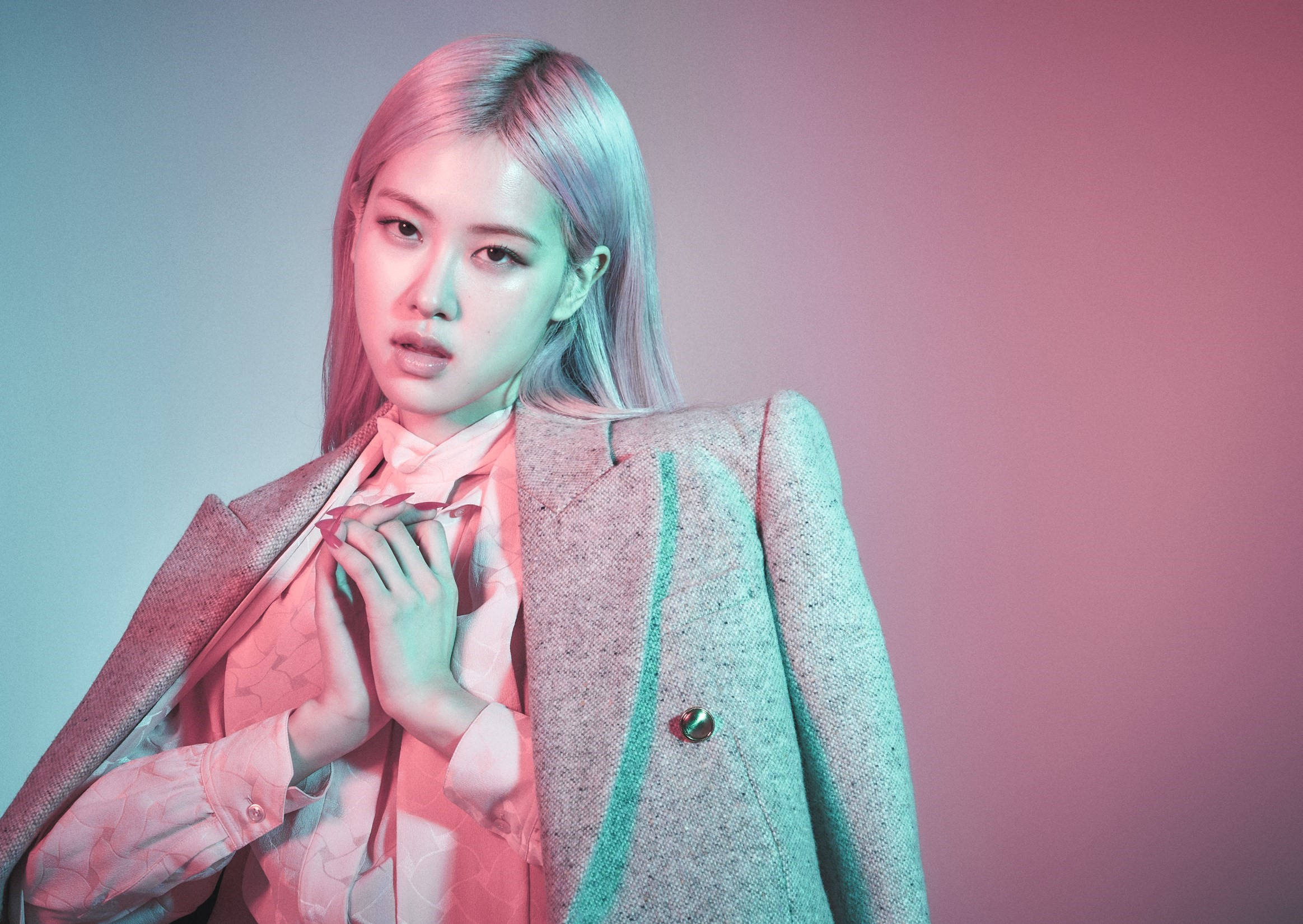 Roseanne Park, pastel pink, pastel blue, Full HD Desktop Wallpaper