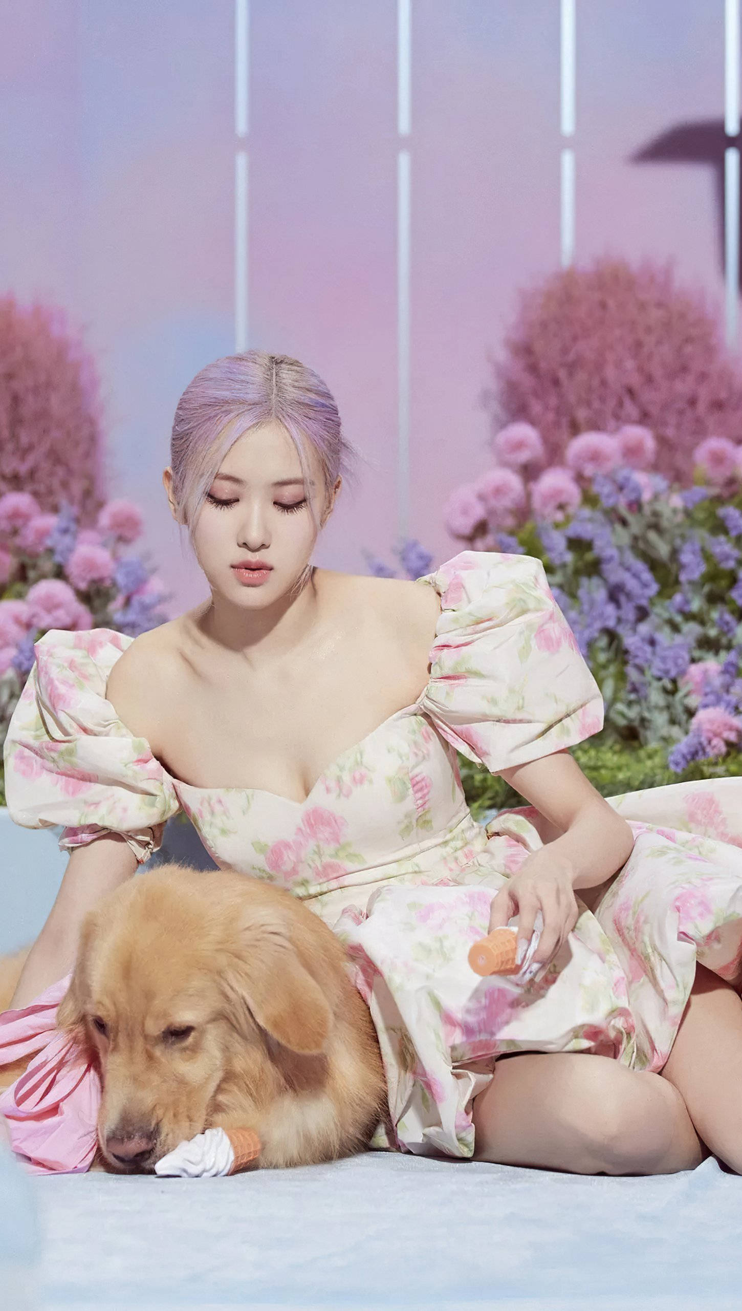 Roseanne Park, ice cream mv, floral dress, 2K Phone Wallpaper