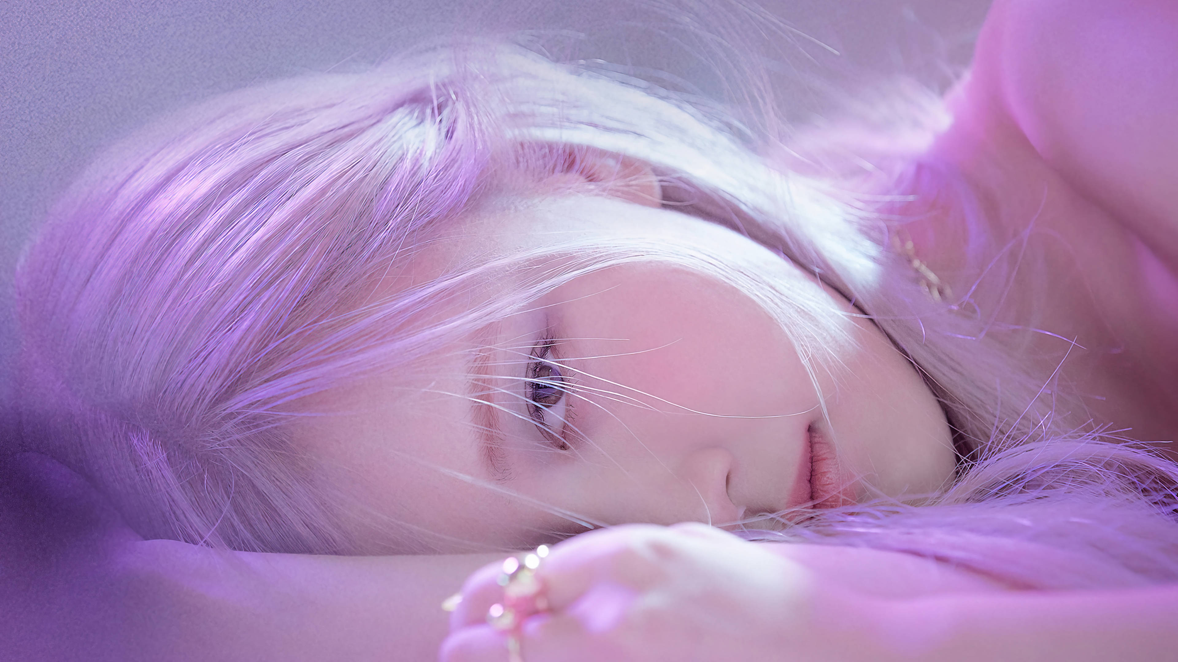 Roseanne Park, purple lighting, pillow, 4K Desktop Wallpaper