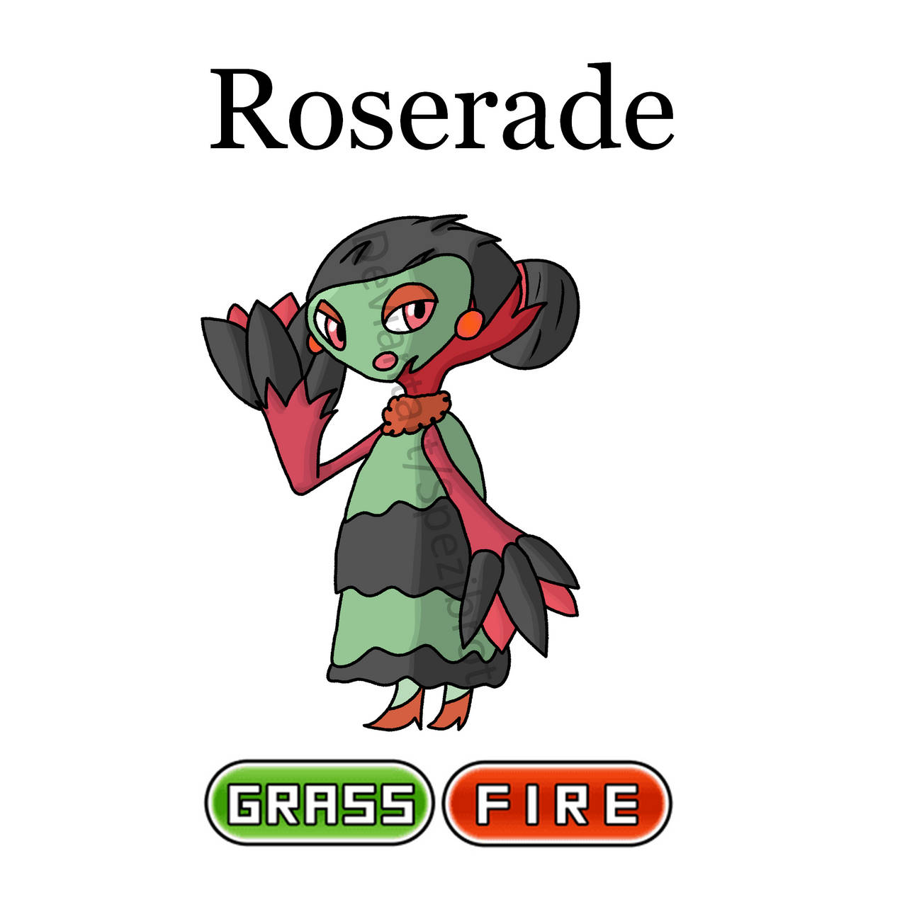 Roserade, Grass and Fire Type, green skin, HD Desktop Wallpaper
