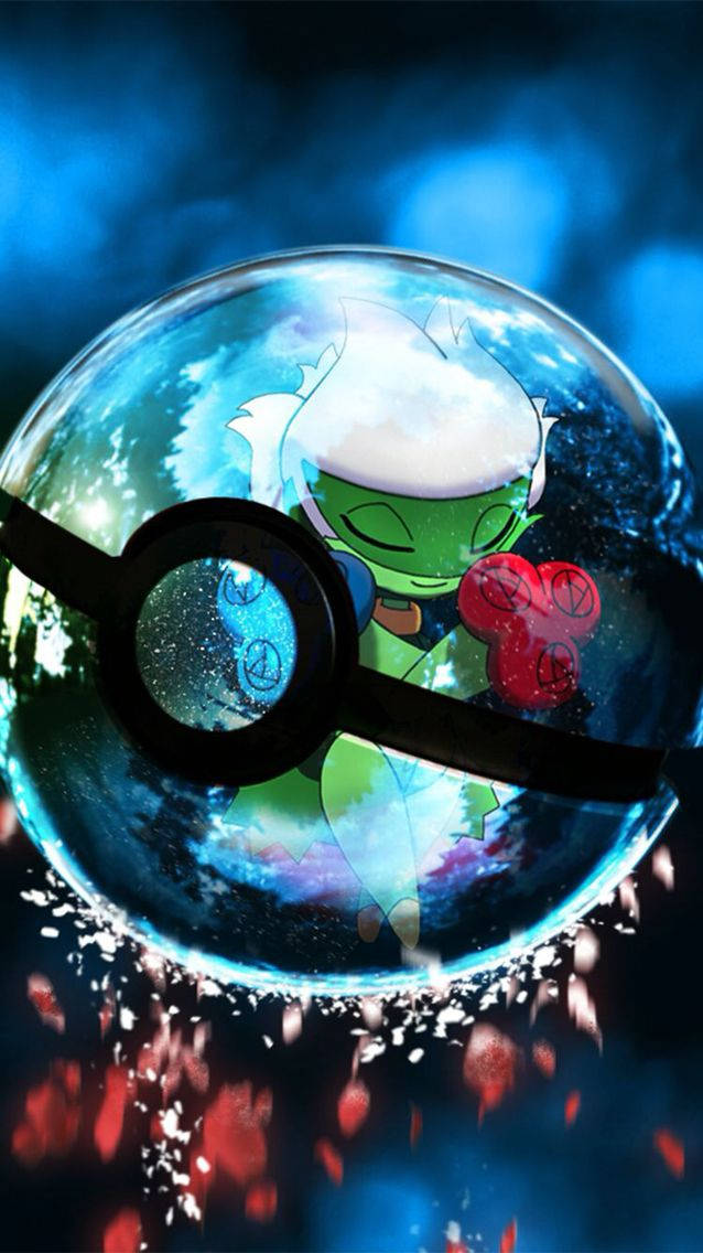 Roserade, clear Poké Ball, cosmic blue background, SD Phone Wallpaper