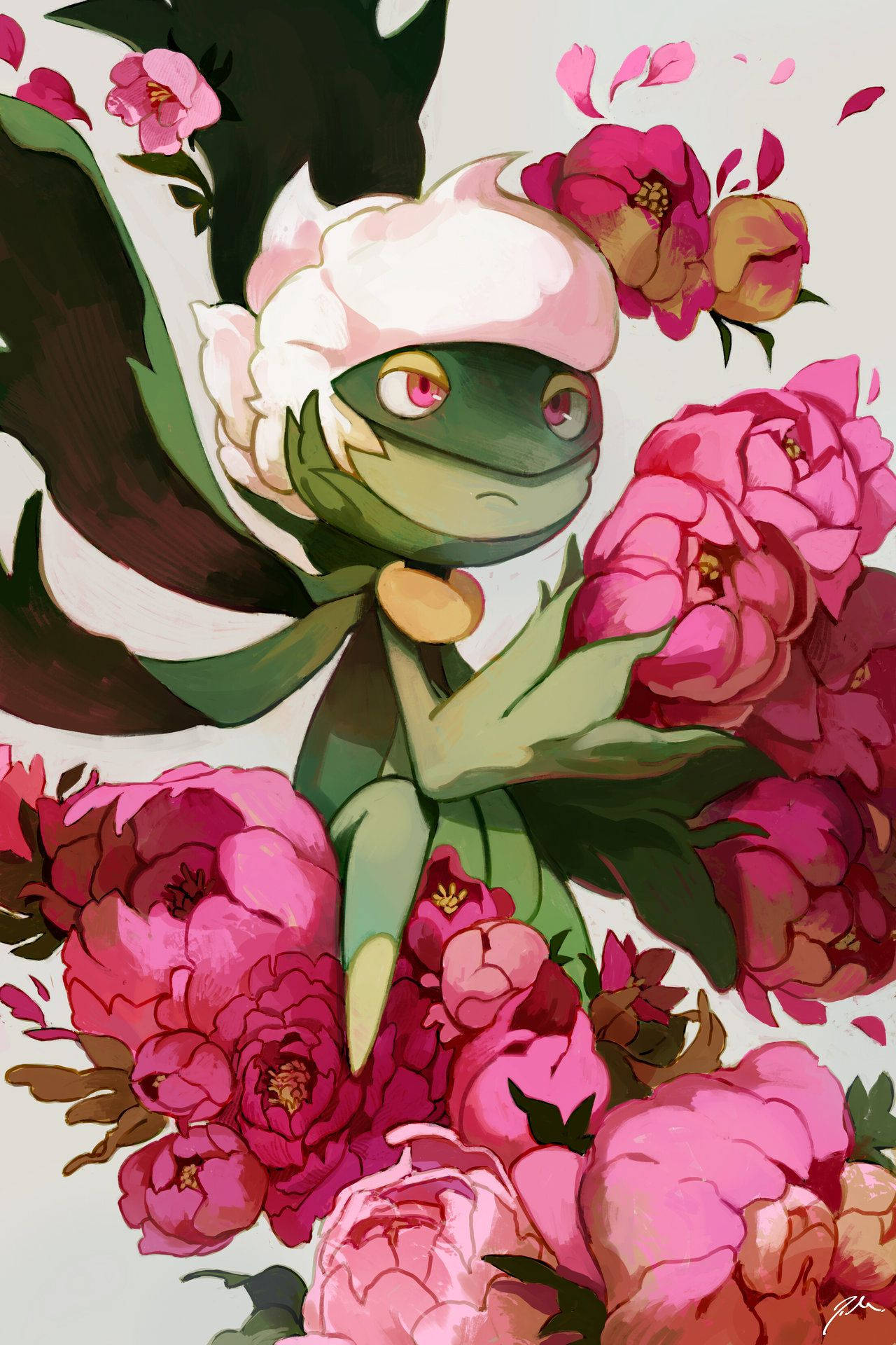 Roserade, pink peonies, white flower hat, Full HD Phone Wallpaper
