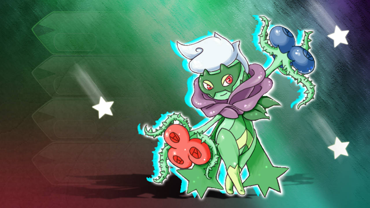 Roserade, green Pokémon, white hair, HD Desktop Wallpaper