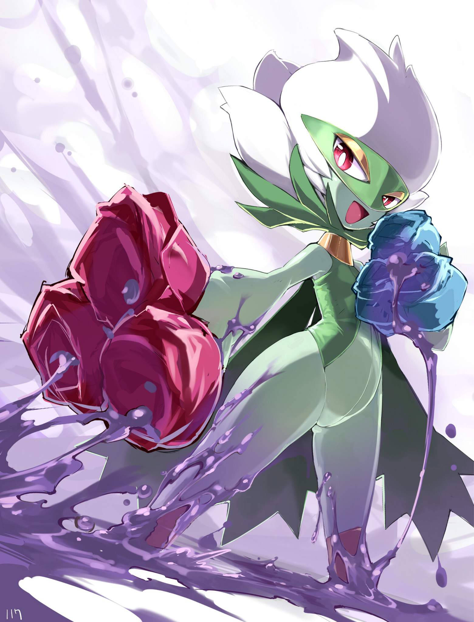 Roserade, purple pool, green and white, Full HD Phone Wallpaper