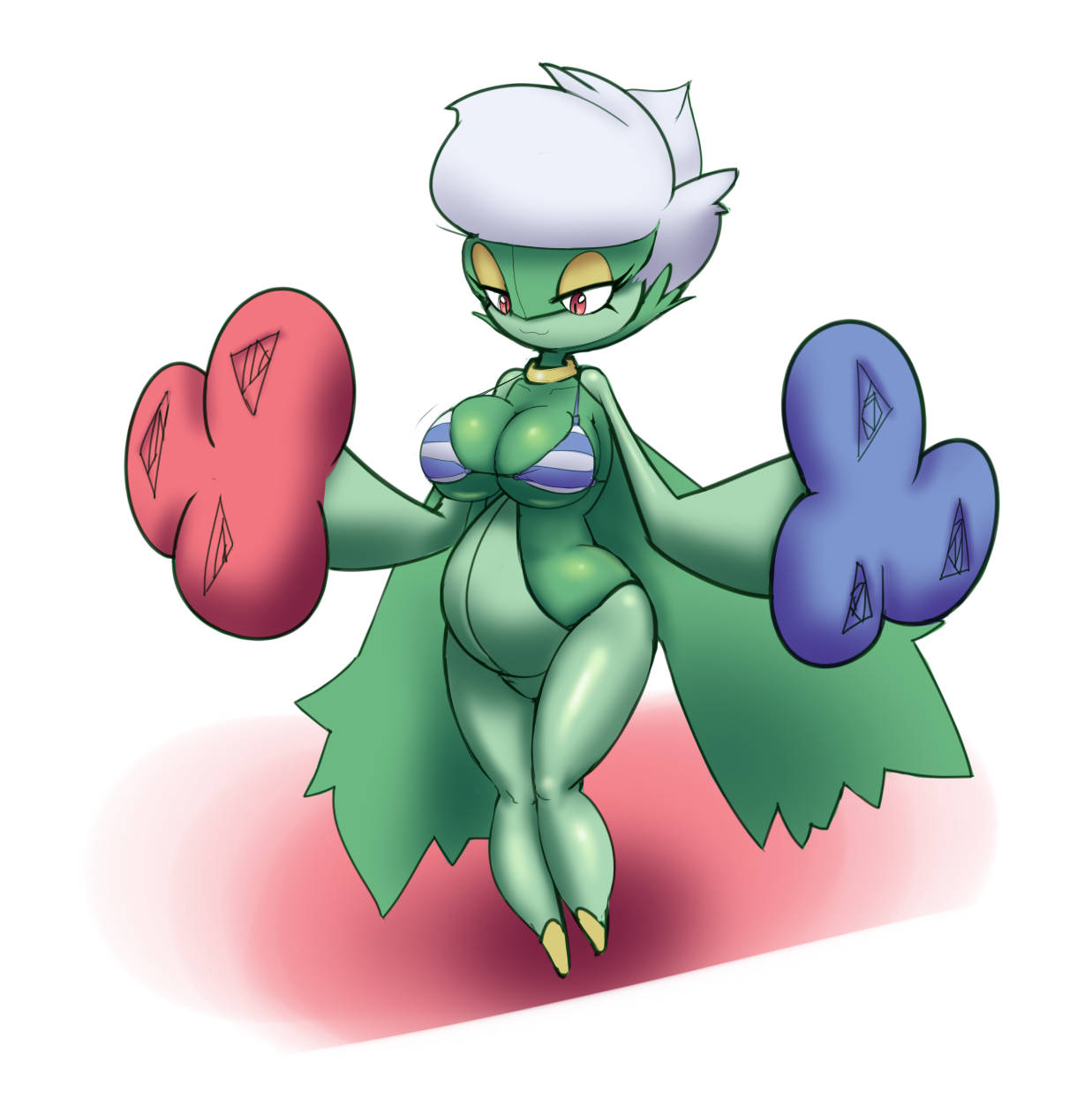 Roserade, green anime character, white hair, SD Phone Wallpaper