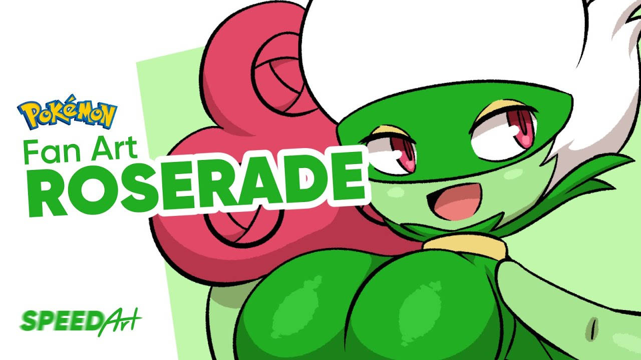 Roserade, anime-style, wide grin, HD Desktop Wallpaper