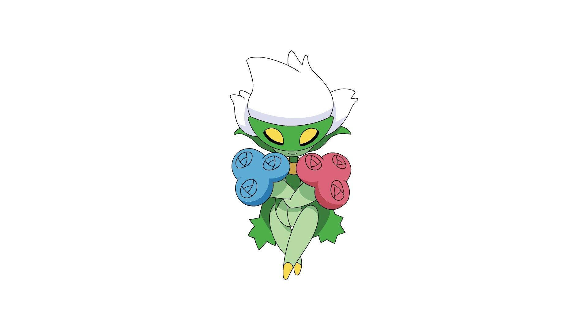 Roserade, red and blue roses, green Pokémon, Full HD Desktop Wallpaper