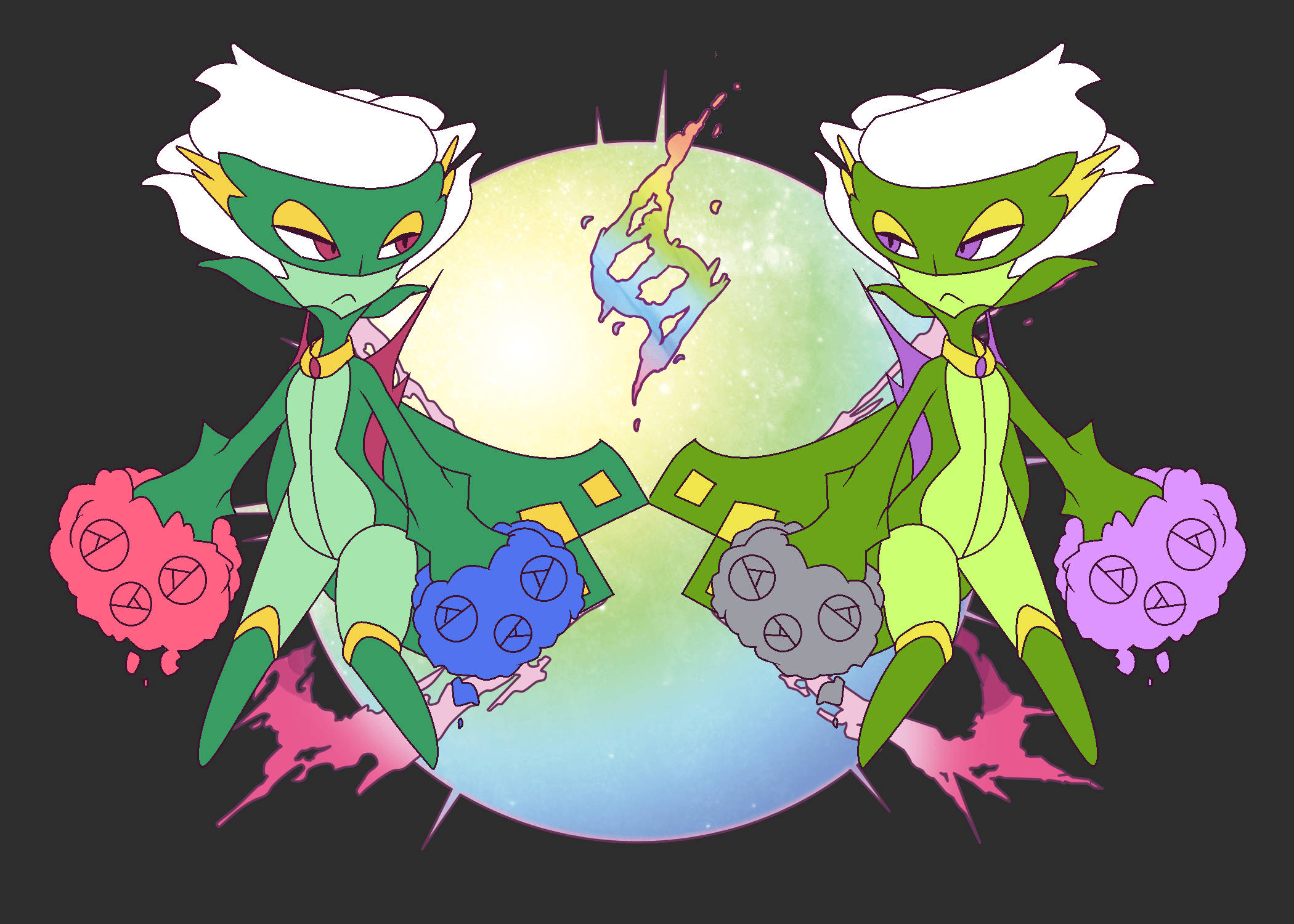 Roserade, green, dragon-like, Full HD Desktop Wallpaper