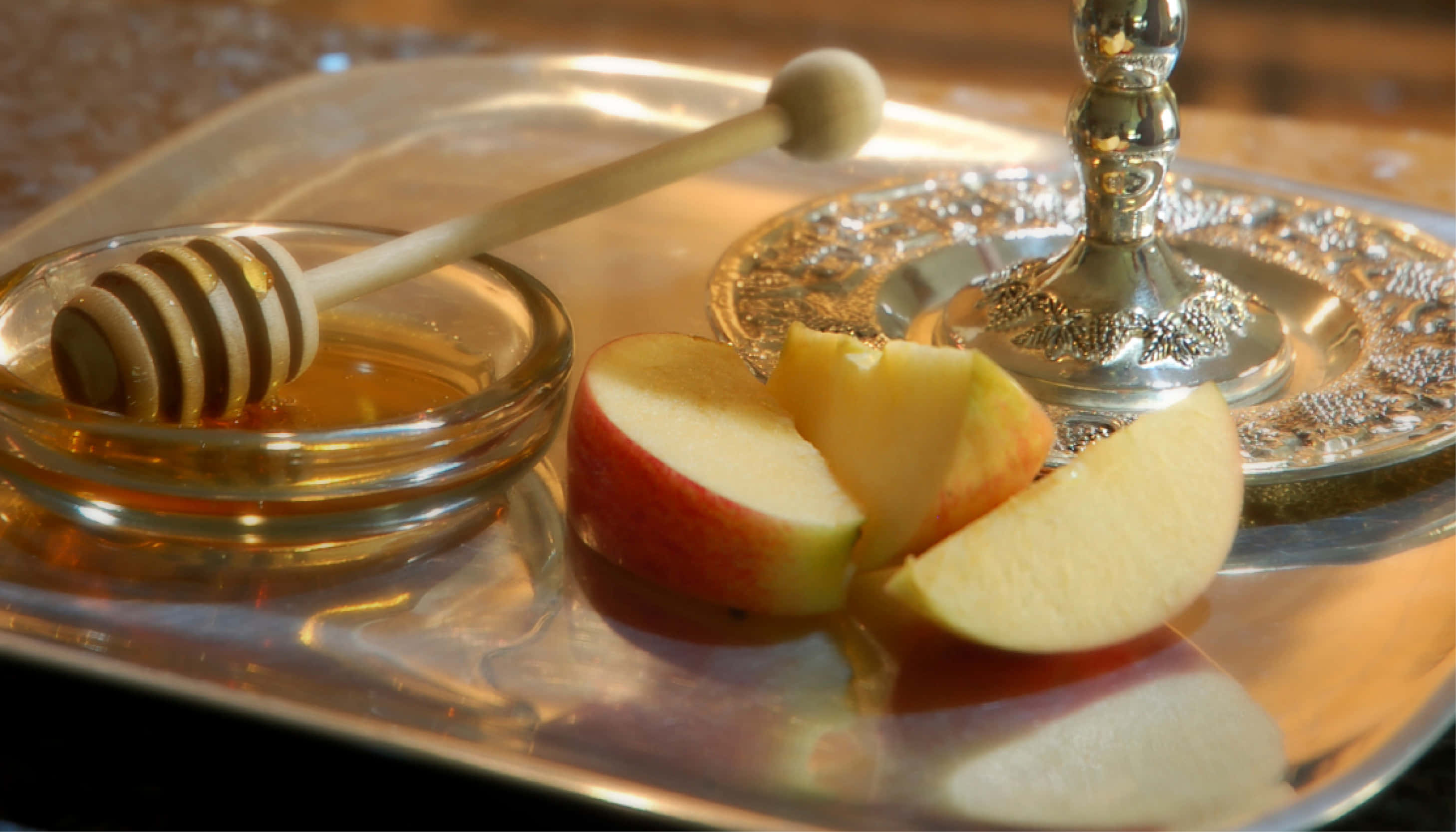 Rosh Hashanah, silver tray, honey, 2K Desktop Wallpaper