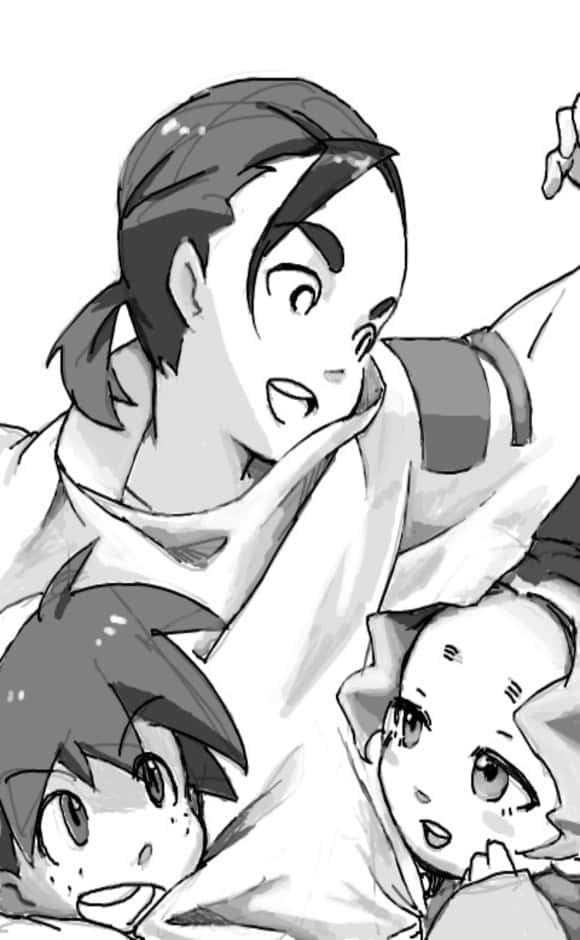 Rossiu Adai, black and white sketch style, anime characters, SD Phone Wallpaper