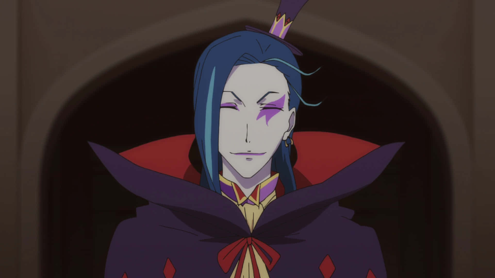 Roswaal L Mathers, blue hair, purple eye makeup, Full HD Desktop Wallpaper