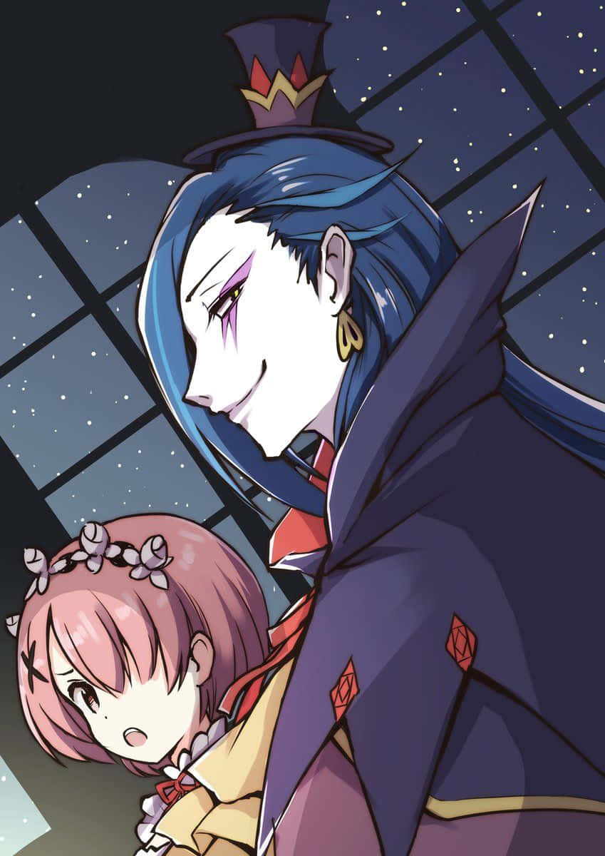 Roswaal L Mathers, blue-haired anime character, top hat, SD Phone Wallpaper