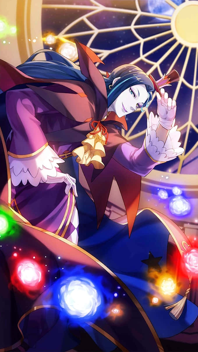 Roswaal L Mathers, purple and red robe, glowing magical orbs, SD Phone Wallpaper