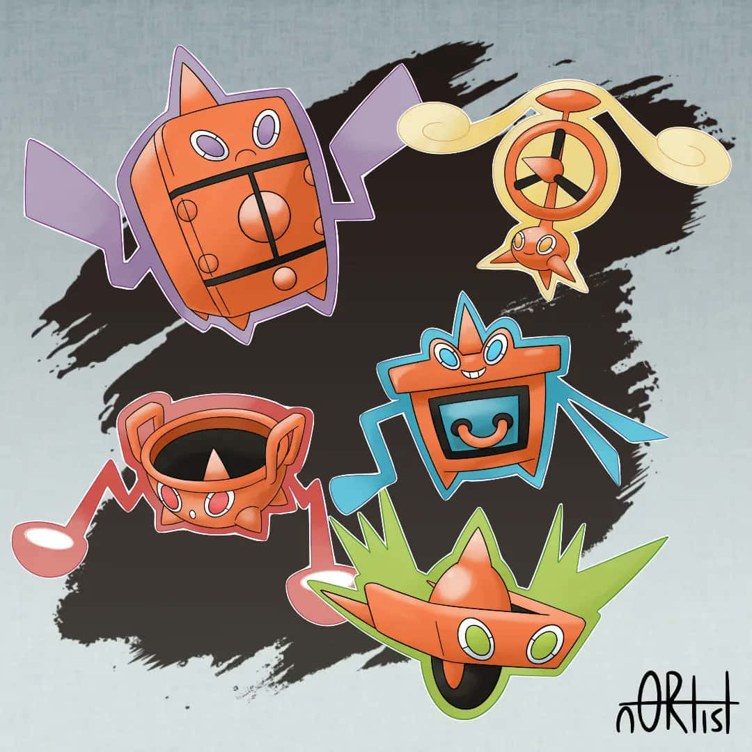Rotom, household appliances, musical notes, SD Desktop Wallpaper