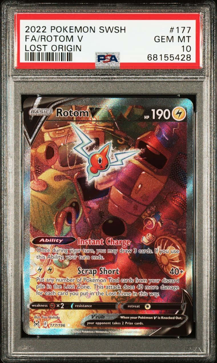 Rotom V, 2022 Pokemon card, electric energy effects, SD Phone Wallpaper