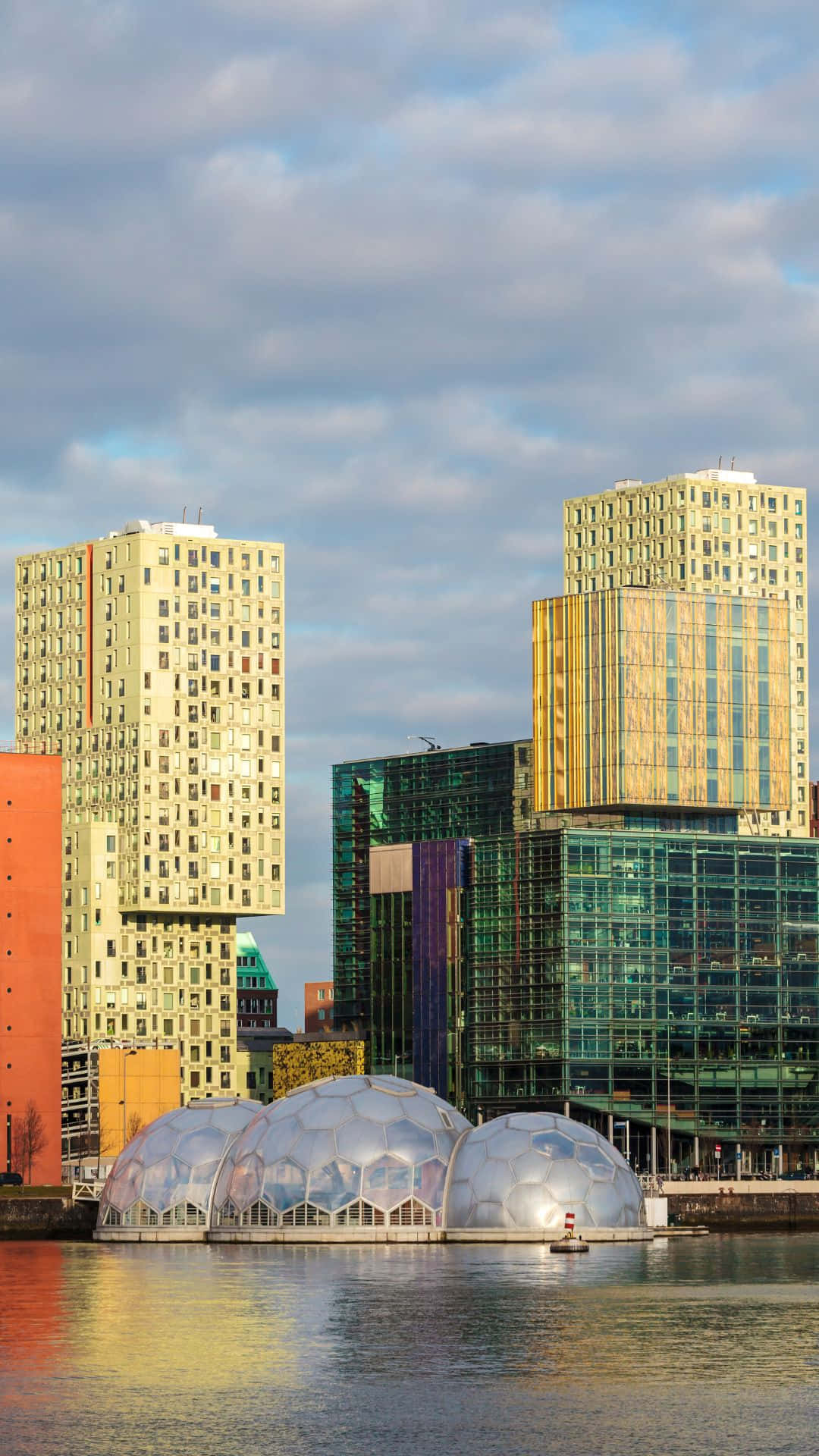 Rotterdam skyline, modern architecture, glass-domed structures, Full HD Phone Wallpaper